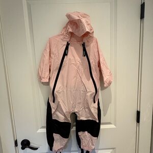 Pink and Black Hooded Jumpsuit